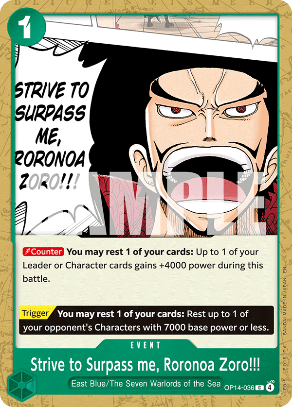 Strive to Surpass me, Roronoa Zoro!!! OP-14 OP14-036